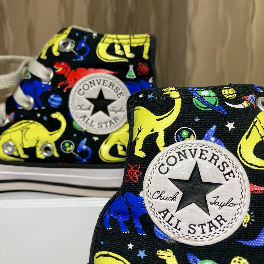 Converse Chuck Taylor All Star Junior Kid's 13 Black Dino High Tops Lace Up
